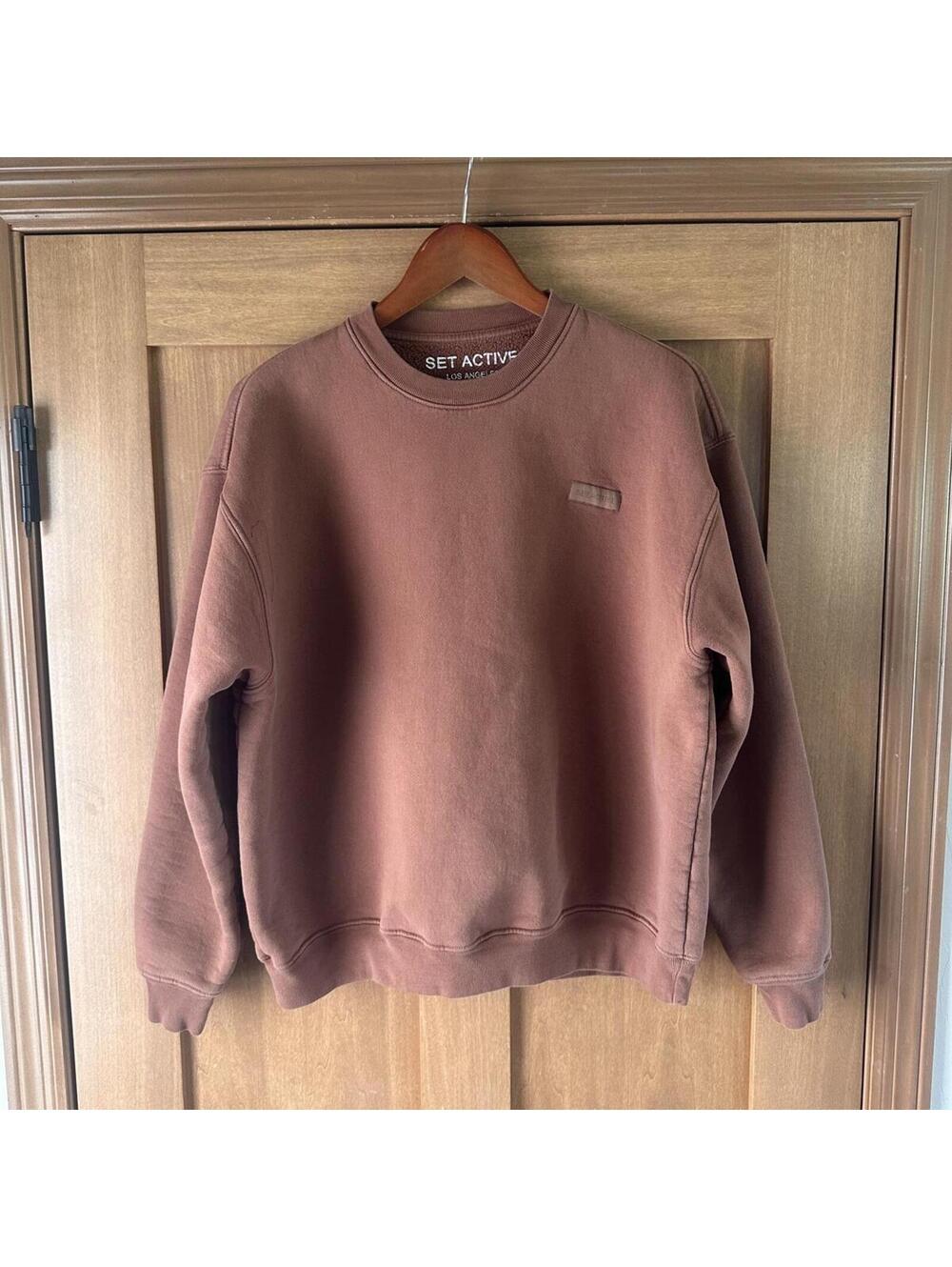 SET Active Rust Crewneck Sweatshirt Pullover Women’s Size Small Oversized